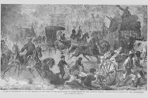 Savannah Citizens abandon city when Federals take Tybee Island Poster Print by Frank  Leslie - Item # VARBLL058733181x