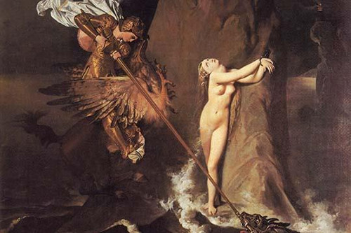 Roger Delivering Angelica; A Hippogriff is a legendary creature, supposedly the offspring of a griffin and a mare. Ludovico Ariosto's poem, Orlando furioso Poster Print by Jean Auguste Ingres - Item # VARBLL058761060L