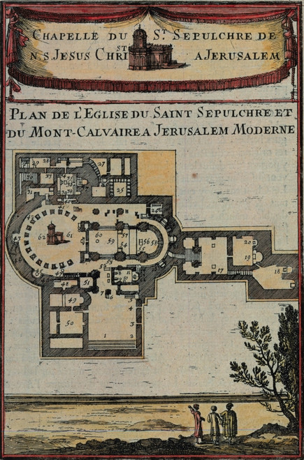 Antique Map of Jerusalem Color Poster Print