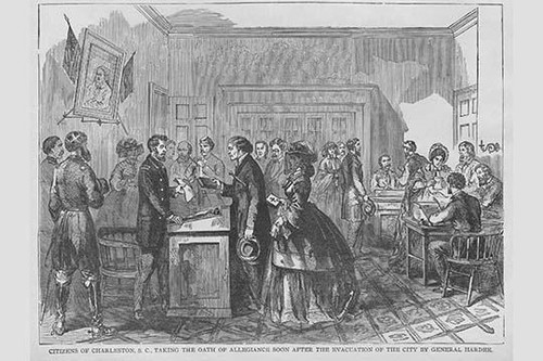 Citizens of Charleston take oat of allegiance after evacuation of the City by General Hardee Poster Print by Frank  Leslie - Item # VARBLL0587333332