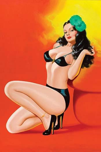Beautiful Girl in High Heels & two piece suit down on one knee and leaning back Poster Print by Peter Driben - Item # VARBLL058728580x