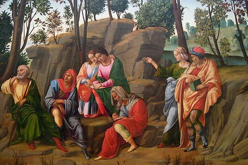 The Preaching of Saint John the Baptist, ca. 1510; Saint John the Baptist preaching. The two Pharisees at the left gesture towards the advancing figure of Christ Poster Print by Francesco Granacci - Item # VARBLL058760900L