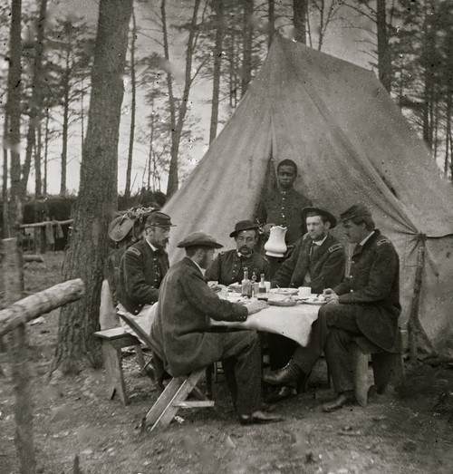 Brandy Station, Va. Dinner party outside tent, Army of the Potomac headquarters; Black Youth serves as a waiter Poster Print - Item # VARBLL058752153L