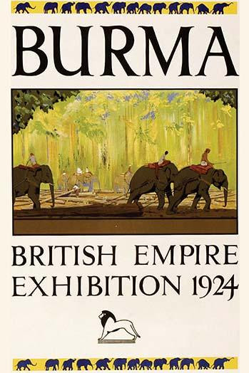 Burmese Elephants Working with Logs Poster Print - Item # VARBLL058762235L