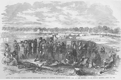 Battle of Pittsburg Landing Desperate Defense  General McClernand's Lines Poster Print by Frank  Leslie - Item # VARBLL0587324406