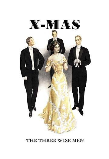 Three men trailing behind a lovely lady, _The three wise men,_ art by C. Coles Phillips.    Originally a cover to the December 3, 1908 issue of Life Magazine. Poster Print by C. Coles Phillips - Item # VARBLL0587034246