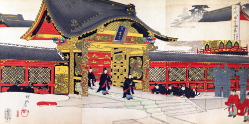 Bowing to the shogun at the main gate of Chiyoda Castle Poster Print by Chikanobu - Item # VARBLL0587649305