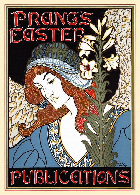 The bust of an angel in blue behind a white lily. Poster Print by  Louis Rhead - Item # VARBLL0587415754