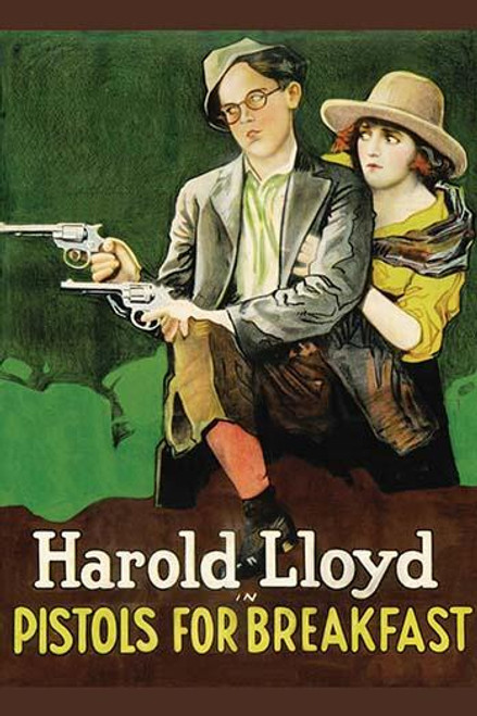 Harold Lloyd holds two guns in front a young girl Poster Print by Unknown - Item # VARBLL058762618L