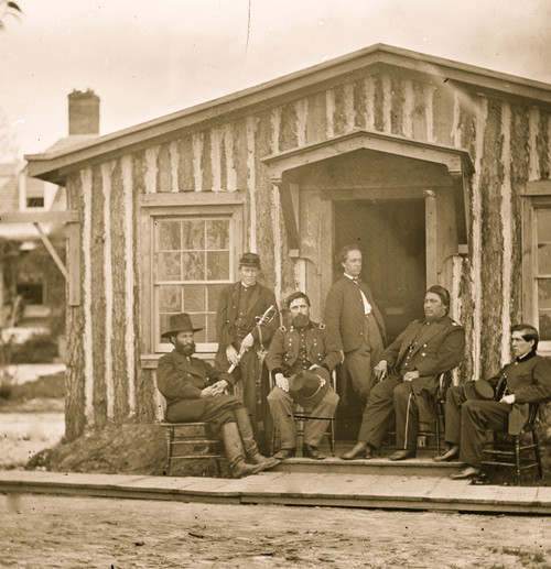 City Point, Virginia. Lt. Col. Ely S. Parker, Gen. John A. Rawlins, Chief of Staff and others at Grant's headquarters Poster Print - Item # VARBLL058745214L