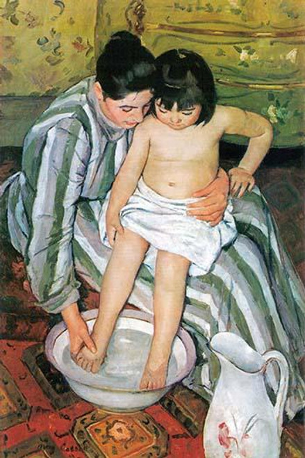 A mother washes her baby's feet in a tub of water Poster Print by Mary  Cassatt - Item # VARBLL0587258004