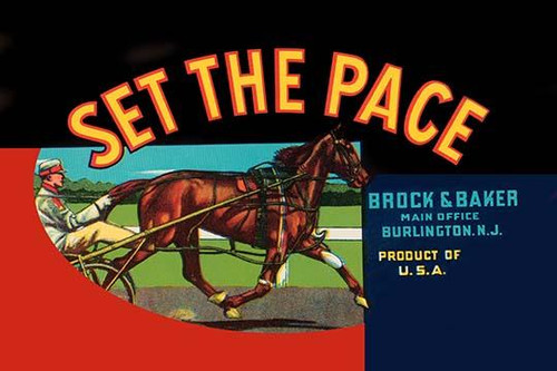 Vegetable crate label with a thorobred racing horse pulling cart. Poster Print by unknown - Item # VARBLL0587335203