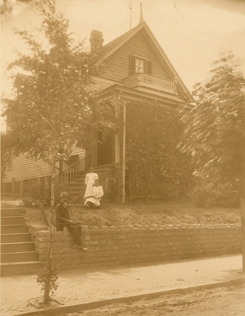 Home of an African American in Atlanta, Georgia, with man and two women in front of house Poster Print - Item # VARBLL0587632488