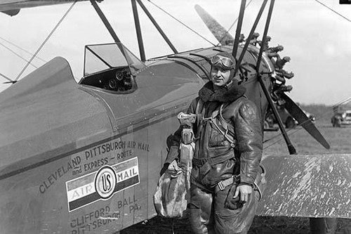 Aviator standing with plane "Cleveland Pittsburgh Air Mail Poster Print by unknown - Item # VARBLL0587234474