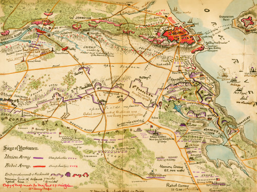 Siege of Yorktown.  Armies west of Yorktown, with the York River to the east, as the Siege of Yorktown got underway. Poster Print by Robert Knox Sneden - Item # VARBLL0587424788
