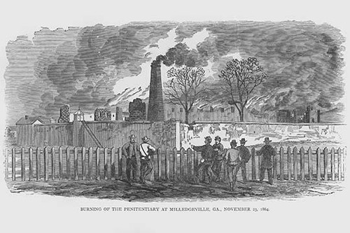Burning the Penitentiary in Milledgeville, Georgia Poster Print by Frank  Leslie - Item # VARBLL0587332573