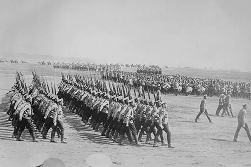 Tsarist Troops parade and pass in Review in Formation across field while a marching band plays Poster Print by unknown - Item # VARBLL058745933L