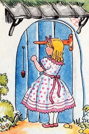 Goldilocks comes upon the door of a cottage. Poster Print by Julia Letheld Hahn - Item # VARBLL0587275367