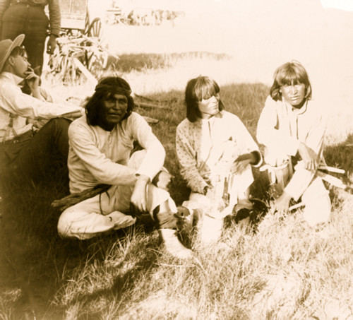 Thrasher and three Indians sitting outdoors Poster Print - Item # VARBLL058751206L