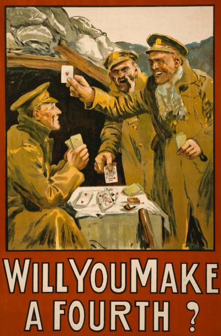 three soldiers playing cards outside a bunker. Poster Print - Item # VARBLL058748401L