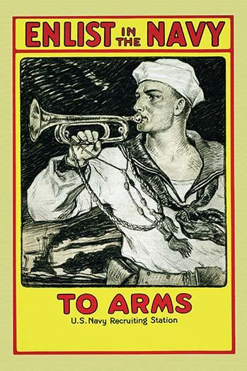 Poster showing a sailor blowing a bugle Poster Print by Milton Herbert Bancroft - Item # VARBLL0587221054