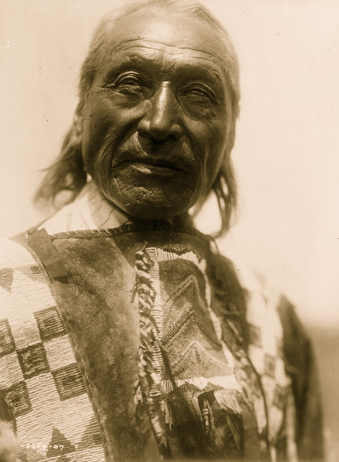 He Crow, Oglala man, head-and-shoulders portrait, facing front. Poster Print