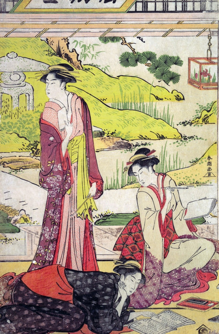 Three Women pursuing Literary pursuits Poster Print by Shuncho - Item # VARBLL0587651911