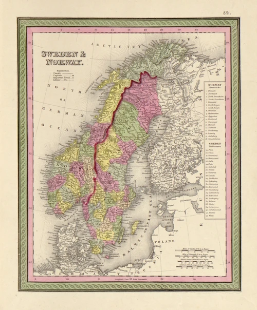 Sweden & Norway - 1849 Poster Print
