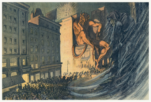 Illustration shows a city sidewalk crowded with women like lemmings under the watchful eyes of the Devil and a witch.  Art by Udo J. Keppler.  1912 December 11. Poster Print by Udo J. Keppler - Item # VARBLL0587396997 Illustration shows a city sidewalk crowded with women like lemmings under the watchful eyes of the Devil and a witch.  Art by Udo J. Keppler.  1912 December 11. Poster Print by Udo J. Keppler - Item # VARBLL0587396997