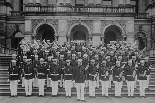Marine Corps Band in Front of steps to the Executive Office Building with Instruments Poster Print by unknown - Item # VARBLL058745937L