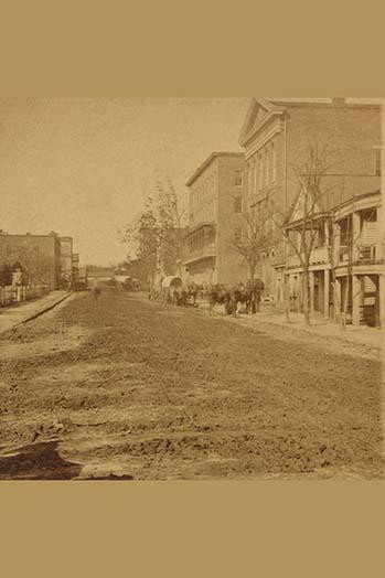 Photograph shows a street in Atlanta before the bombing by Union General Sherman's army during which all buildings except Masonic Hall were destroyed. Poster Print by George N.  Barnard - Item # VARBLL0587248599
