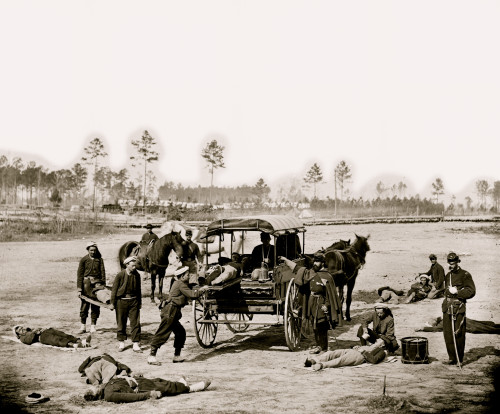Zouave ambulance crew demonstrating removal of wounded soldiers from the field Poster Print - Item # VARBLL058752098L