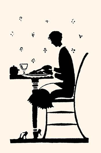 Silhouette of a homemaker eating with a napkin in her lap Poster Print by Maxfield Parrish - Item # VARBLL0587268735