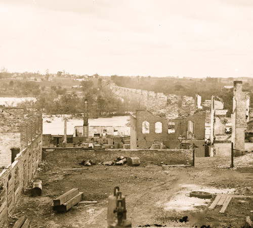 Richmond, Va. Ruins of Richmond & Petersburg Railroad bridge; south bank of the James beyond Poster Print - Item # VARBLL058745247L