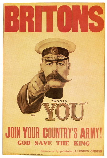 Portrait of Britain's General Lord Kitchener point at his people as an enlistment Poster.  Alfred Ambrose Chew Leete was a British graphic artist. Poster Print by Alfred Leete - Item # VARBLL0587412518