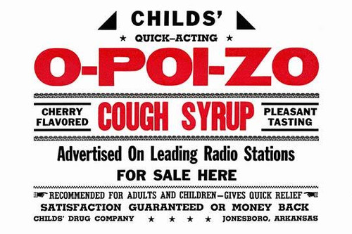 A vintage advertisement for a cherry flavored child's cough medicine with a guarantee.  This small cardboard sign would be place in pharmacy windows. Poster Print by Unknown - Item # VARBLL0587225998