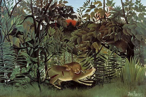 The Hungry Lion Throws itself on the Antelope Poster Print by Henri Rousseau - Item # VARBLL058761974L