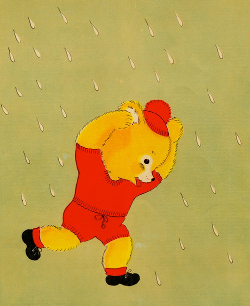 Anthropomorphic Bear Runs in the rain Poster Print - Item # VARBLL058759584L