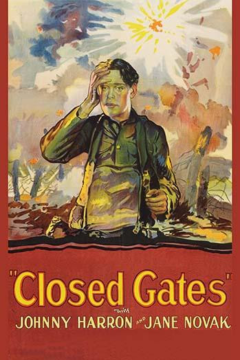 Solider on Front Lines with Artillery shells exploding Poster Print by Unknown