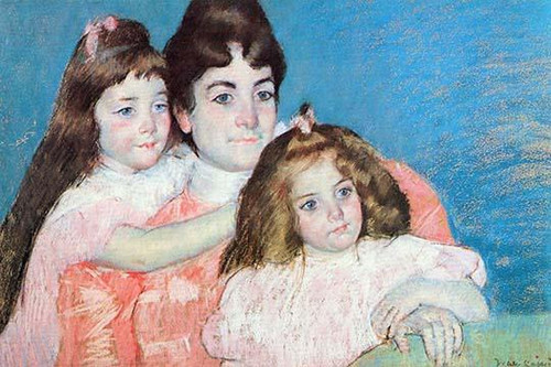 Woman's portrait with her two young daughters seated next to her Poster Print by Mary  Cassatt - Item # VARBLL0587257903