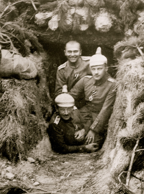 German Officers at entrance of dugout Poster Print
