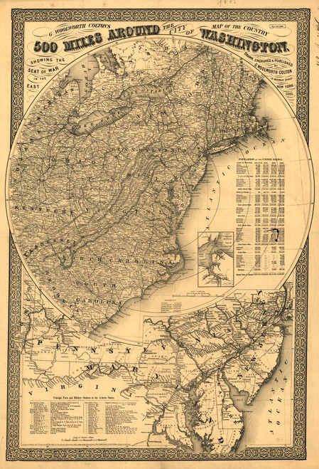 Principle Forts and Military Stations in the Atlantic States and a table of "Population of the United States." Poster Print - Item # VARBLL058758980L