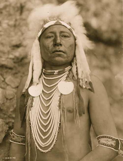 Crow Indian, half-length portrait, facing front, wearing headdress and several necklaces. Poster Print - Item # VARBLL058746976L