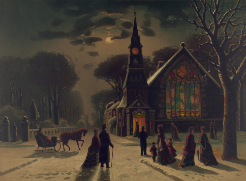 Snowy Scene with Church Poster Print - Item # VARBLL058759789L
