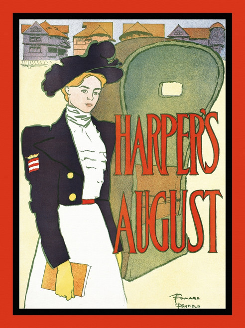 A woman stands in front of a sedan chair. Poster Print by  Edward Penfield - Item # VARBLL0587414863