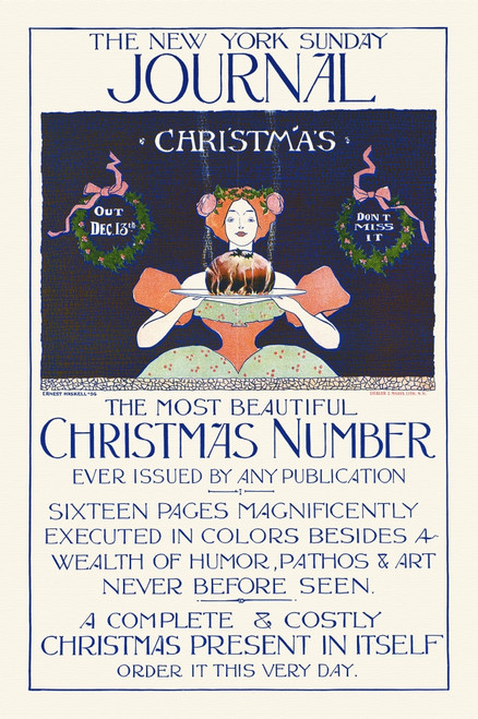 A woman stands holding a Christmas pudding. Poster Print by  Ernest Haskell - Item # VARBLL0587417293