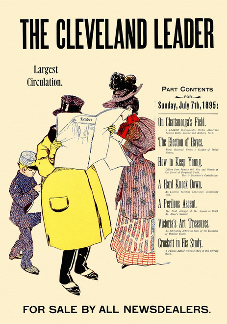 A woman, man and boy all stand reading newspapers. Poster Print - Item # VARBLL0587415832