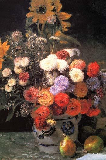 Mums and sunflowers in a vase on a table in a still life Poster Print by Pierre-August  Renoir - Item # VARBLL0587254823