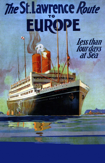 Two Funnel Ocean Liner .  Image taken from a Canadian Pacific travel poster of the steamship era. Poster Print by unknown - Item # VARBLL0587386738