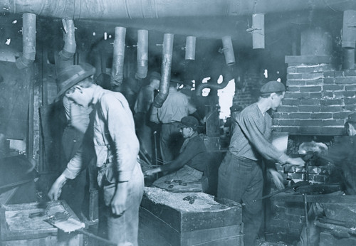 Typical Night Scene In an Indiana Glass Works Poster Print